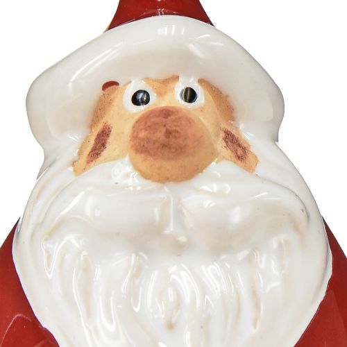 Artikel Keramisk julemandsfigur, rød og hvid, 6,4 cm – Festlig juledekoration – 6 stk.