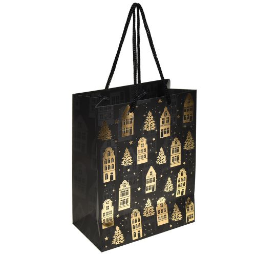 Floristik24 Juletaske sort/guld granhuse 18x10x23cm 2stk