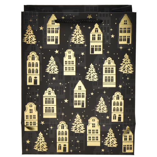 Floristik24 Juletaske sort/guld granhuse 18x10x23cm 2stk