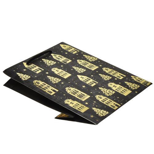 Floristik24 Juletaske sort/guld granhuse 18x10x23cm 2stk