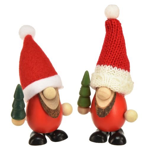 Artikel Julenisser dekorative nisser træ rød grøn H10,5/12cm 6 stk