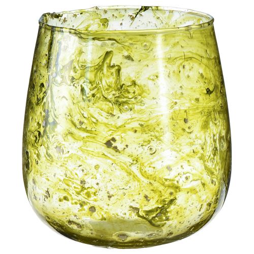 Artikel Lanterne glas dekoration vintage gul grøn Ø12cm H12,5cm