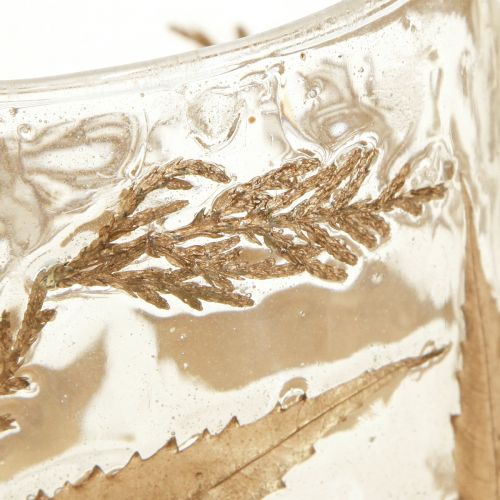 Artikel Lanterneglas med gyldne blade Ø7,5cm H8,5cm 2stk