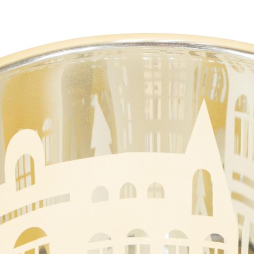 Artikel Lanterne glas sølv guld by silhuet H12,5 cm 4 stk