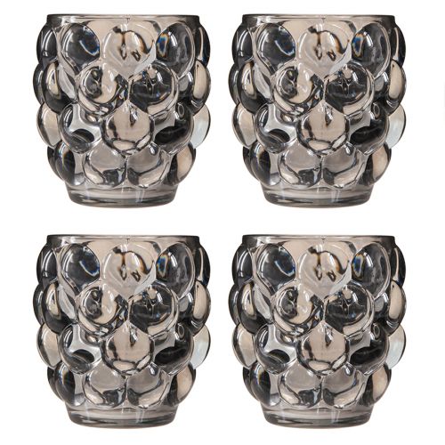 Artikel Lanterne glas fyrfadsstage gråtonet Ø9cm H9,5cm 4stk