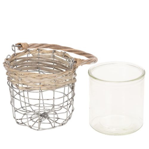 Hængende lanternedekoration, metal, glas, pil, Ø13 cm H12 cm, 2 stk. | Floristik24.dk