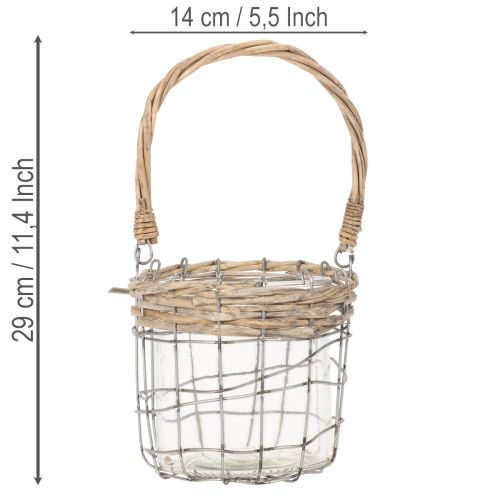Hængende lanterne, glas, metal, pil, Ø14,5 cm, 2 stk. | Floristik24.dk