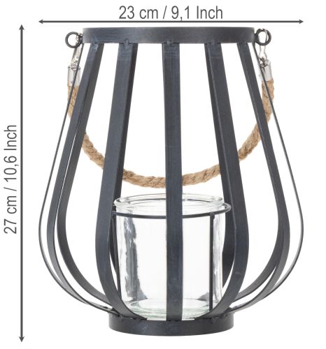 Artikel Metallanterne med glas, antracit, Ø23 cm, H27 cm