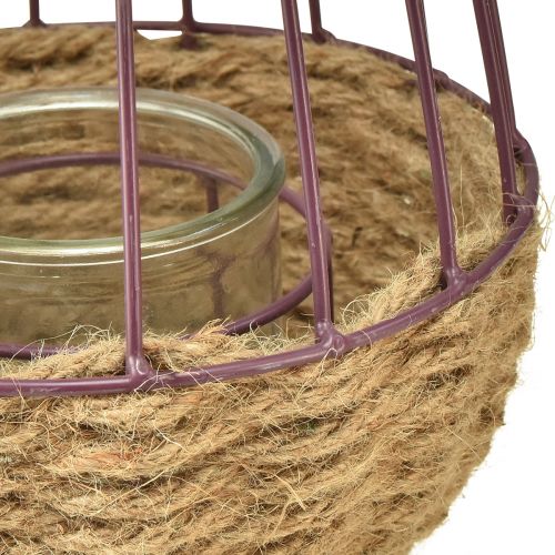 Artikel Lanterne med hank og glas lilla natur Ø18cm H22cm