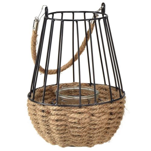 Artikel Lanterne med hank og glas sort natur Ø18cm H22cm