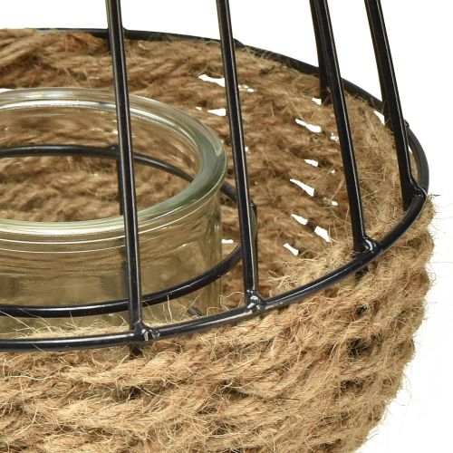 Artikel Lanterne med hank og glas sort natur Ø18cm H22cm