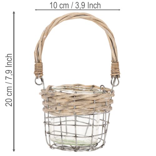 Fyrfadsstage, glas, metal, pil, Ø10,5 cm, 3 stk. | Floristik24.dk