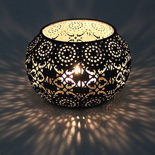 Floristik24 Metal lanterne sølv orientalsk Ø17,5cm H12cm
