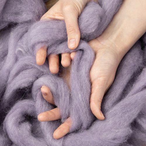 Artikel Uldsnor, lyselilla uldbånd, 10m dekorativ uld til blomster og kunsthåndværk