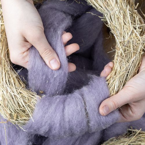 Artikel Uldsnor, lyselilla uldbånd, 10m dekorativ uld til blomster og kunsthåndværk