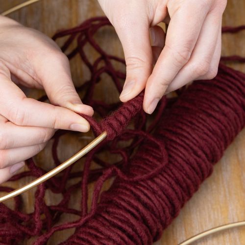 Artikel Vægetråd, uldsnor, Bordeaux, 55m snor, blomsterdekorationer, kunsthåndværk, gør-det-selv