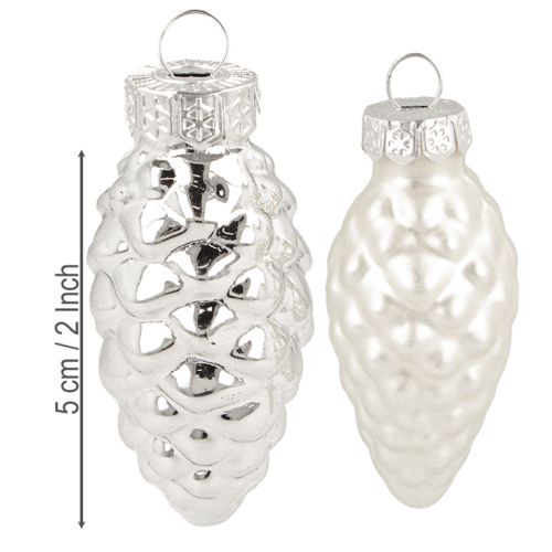 Artikel Glaskegler mix sølv 5 cm 14 stk