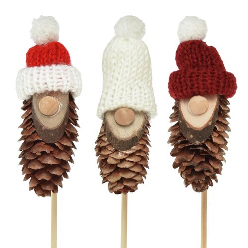 Floristik24 Keglenisse med hat blomsterprop nisse 8cm 12 stk