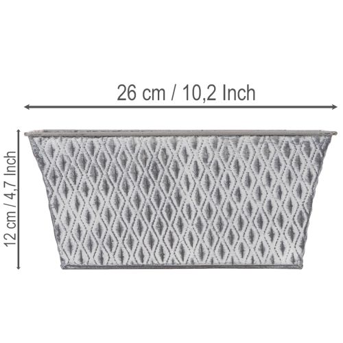 Zinkskål med diamantmønster, 26 cm x 15,5 cm | Floristik24.dk