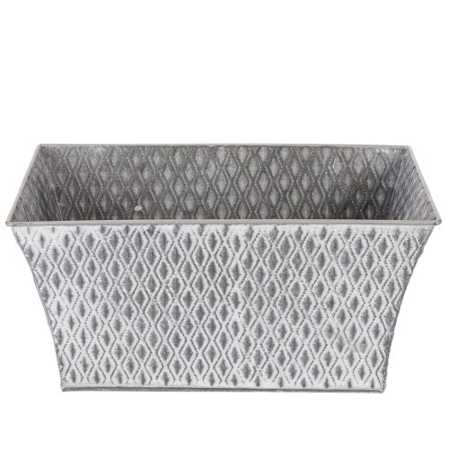 Zinkskål med diamantmønster 30 cm × 18 cm H 15 cm | Floristik24.dk