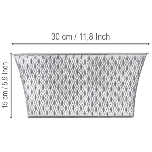 Zinkskål med diamantmønster 30 cm × 18 cm H 15 cm | Floristik24.dk