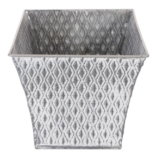 Zinkskål med diamantmønster 30 cm × 18 cm H 15 cm | Floristik24.dk
