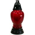 Floristik24 Grav lys glas hjerte gravering grav lanterne rød Ø11cm H26cm