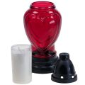 Floristik24 Grav lys glas hjerte gravering grav lanterne rød Ø11cm H26cm