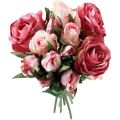 Floristik24 Kunstige Roser Pink Kunstige Roser Dekorativ buket 29cm 12stk