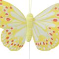 Floristik24 Dekorative sommerfugle på trådfjer orange gul 7×11cm 12stk