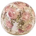 Floristik24 Keramisk kugle med rosemotiv keramik dekorativt fajance 12cm