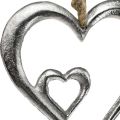 Floristik24 Vedhæng dekorativt hjertemetal sølv natur 10,5x11x0,5cm