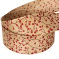 Dekorative båndgrene med røde glitterbær, 40 mm x 15 m | Floristik24.dk