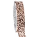 Floristik24 Gavebånd med dyreprintet leopard, 25 mm bredt, 18 m langt