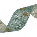 Floristik24 Gavebånd sløjfebånd med stjerner blåguld 25mm 15m