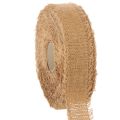 Floristik24 Dekorativt bomuldsbånd, rustik stil, med frynser, 40 mm, 30 m