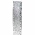 Floristik24 Dekorativt bånd sølv med frynser 25mm 15m