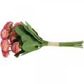 Kunstig blomst, kunstig bellis i bundt, tusindfryd hvid-pink L32cm 10 stk.