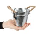 Blank metalspand med rebhåndtag, Ø12 cm | Floristik24.dk
