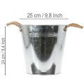 Blank metalspand med rebhåndtag, Ø25 cm | Floristik24.dk