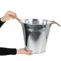 Blank metalspand med rebhåndtag, Ø25 cm | Floristik24.dk