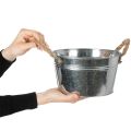 Blank metalskål med rebhåndtag, Ø22 cm | Floristik24.dk