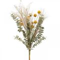 Kunstige blomster Craspedia fjer græs eukalyptus 55cm bundt