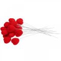 Floristik24 Blomsterstik deco hjerte rødt hjertestik 6x6cm H26cm 18 stk