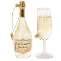 Champagneflaske og champagneglas vedhængssæt, juletræspynt, 14 cm, 2 stk. | Floristik24.dk