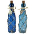 Floristik24 Glasflaske maritime blå flasker med LED H28cm 2stk
