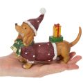 Dekorativ gravhundfigur med gaveæske og hat, 18 cm | Floristik24.dk