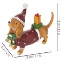 Dekorativ gravhundfigur med gaveæske og hat, 18 cm | Floristik24.dk