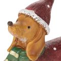 Dekorativ gravhundfigur med gaveæske og hat, 18 cm | Floristik24.dk