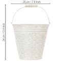 Dekorativ spand, hvidkalket, med håndtag, Ø20,5 cm, metalplantedekoration | Floristik24.dk